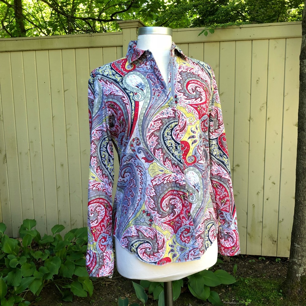 Cino Cotton Paisley Button Shirt Size Small